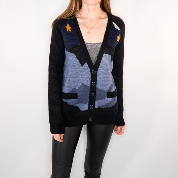 LA : HEARTS Sweaters - LA : HEARTS Starry Night Blue Knit Botton Sweater